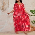 thumbnail image 3 of Kaftan Dress for Women Plus Size Bathing Suit Cover up Batwing Dress Loose fit mumu Dresses for Women Red One Size, 3 of 5