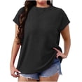 thumbnail image 3 of Horkkom Plus Size Tops for Women Crew Neck Solid Color Short Sleeve Shirts Summer Casual Loose Tunic Tops XXXXL, 3 of 9