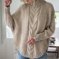 thumbnail image 2 of Women's Loose Fit Sweaters Slim Fit Warm Fall Winter Pullover Solid Long Sleeve O-Neck Batwing Sleeve Knitting Plus Size Trench Coat Lady Collared Sweater Fall Trendy Tops Khaki XL, 2 of 9