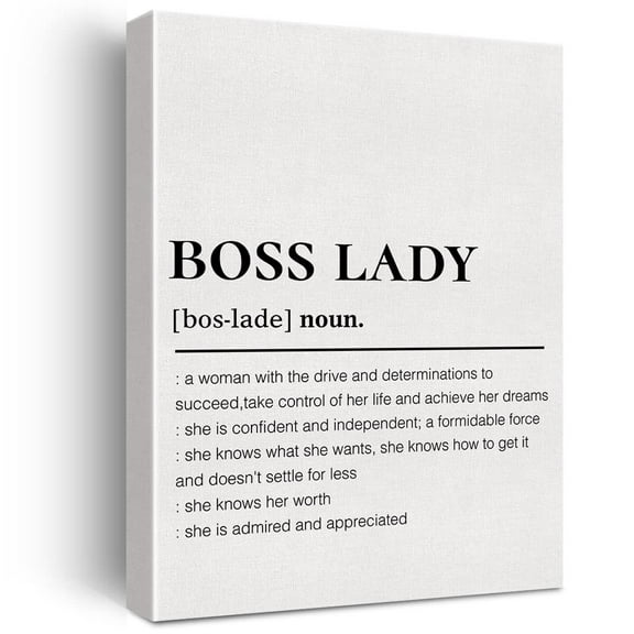 Boss Lady Canvas Wall Art Motivational Girl Boss Definition Canvas Print Painting Office Home Wall Decor Framed Mentor Gift