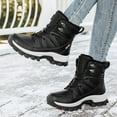 thumbnail image 4 of Lace Up Mid Calf Snow Boots for Women Warm Plush Waterproof Winter Booties Platform Fleece Lined Non Slip Work Shoes Black Size 6.5, 4 of 8