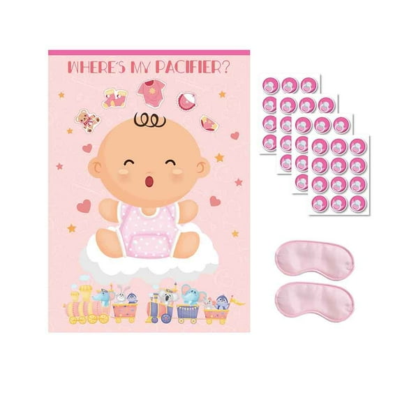 Pin The Pacifier on -gender reveal Baby Game- Baby Shower Party Favors-birthday Prop poster