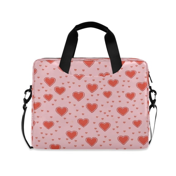 16inch Laptop Briefcase, Business Laptop Bag with Detachable Strap & Padded Compartment, Water-Resistant Polyester,Small Red Heart
