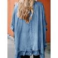 thumbnail image 4 of Women'S Ruffle Denim Jacket Shawl Loose Fit Cloak Coat Jacket Washed Destroyed Denim Jackets Poncho Cape Blue S, 4 of 8