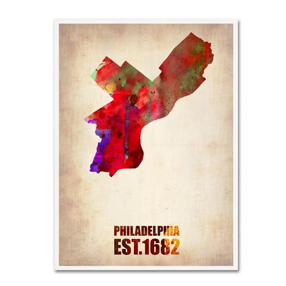 Trademark Fine Art "Philadelphia Watercolor Map" Canvas Art by Naxart
