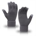 thumbnail image 1 of Guantes de punto para hombres y mujeres en otoño e invierno, además de guantes cálidos de lana con dedos acolchados de terciopelo para pantalla táctil, 1 of 6