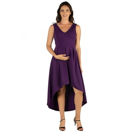 

24/7 Comfort Apparel High Low Maternity Party Dress with Pockets