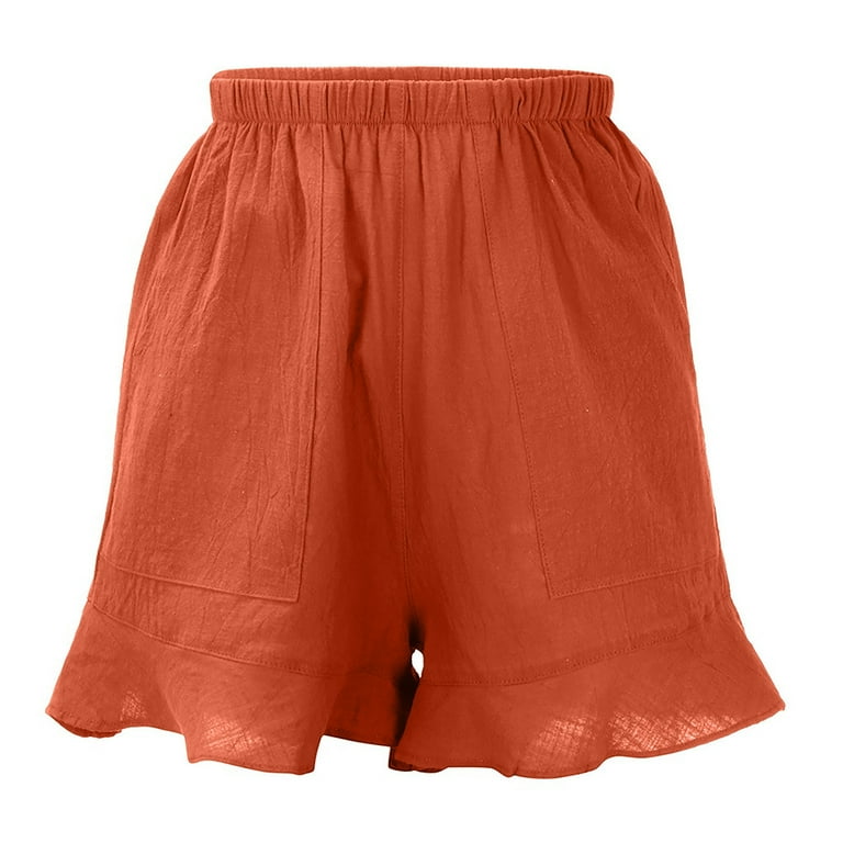 Zodggu Womens Orange Junior Shorts Womens Plus Size Comfy