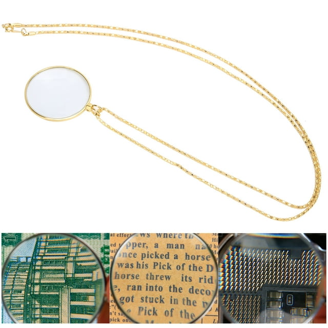 Loupe 5X avec Chaîne, Collier en Alliage Loupe Portable Pendentif de Lecture Loupe avec Chaîne