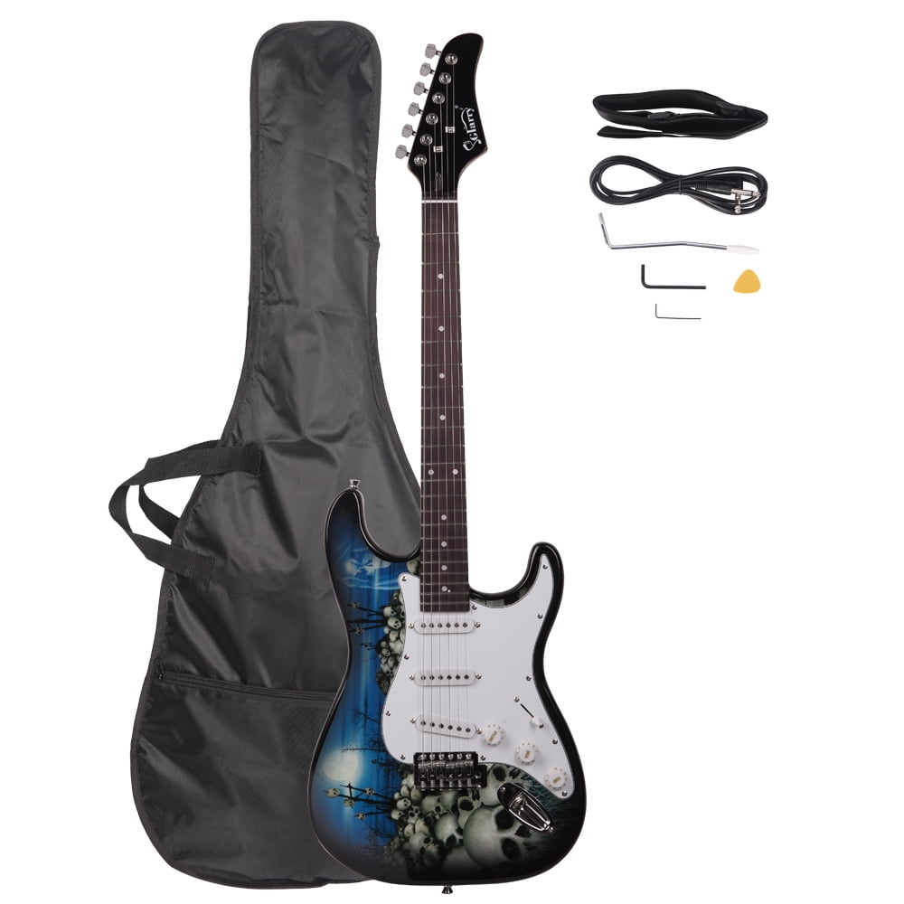 Lowestbest Electric Guitar with Bag Shoulder Strap Pick Whammy Bar Cord Wrench Tool, Blue