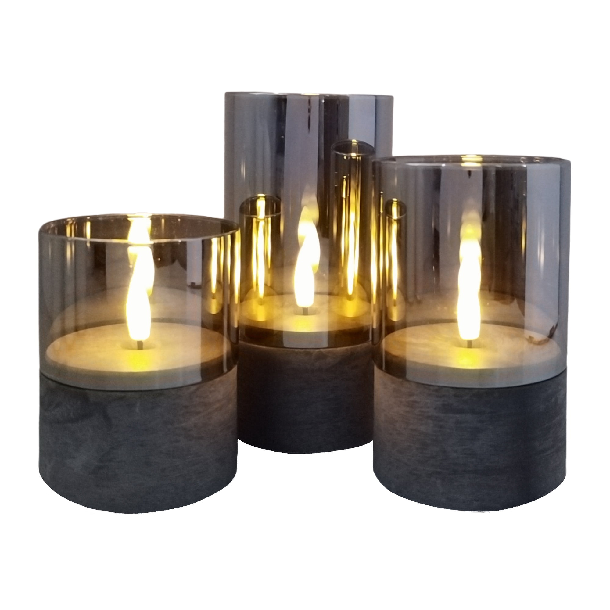 Mainstays gris Rechargeable sans flamme LED pilier bougies, différentes tailles, paquet de 3