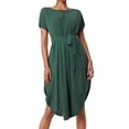 thumbnail image 1 of Vestido midi con cinturón y botones para mujer: estilo informal y fluido, tejido ligero, cinturón ajustable, apto para tres estaciones, 1 of 5