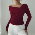 thumbnail image 4 of ShiShine Women's One Off Shoulder Long Sleeve Tops Going Out Shirts Slim Fit Tee Blouse, 4 of 6