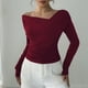 thumbnail image 3 of Ailaofu Women's Off Shoulder Long Sleeve Tops Ruched Going Out Crop Shirts Slim Fit Y2K Tee Blouse, 3 of 5