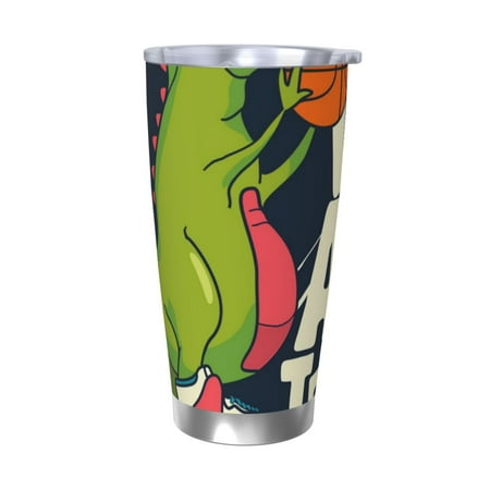 

Salouo Dinosaur Basketball Player Print 20oz Tumbler with Lid Stainless Steel Vacuum Insulated Tumbler Durable Insulated Coffee Mug Thermal Cup with Splash Proof Sliding Lid-Without Straw