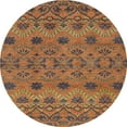 thumbnail image 1 of Ahgly Company Machine Washable Indoor Round Abstract Dark Sienna Brown Area Rugs, 8' Round, 1 of 7