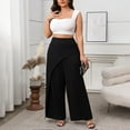 thumbnail image 6 of Roncen Plus Size Women's Wide Leg Pants - Loose Fit Solid Color Trousers with Elastic Waist & Stylish Back Design, 6 of 9