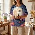 thumbnail image 4 of Halloween Shirts for Women Spider Castle Loose Fit Henley Funny Blouse Pumpkin Graphic Short Sleeve Vintage Fall Tees 3XL, 4 of 7