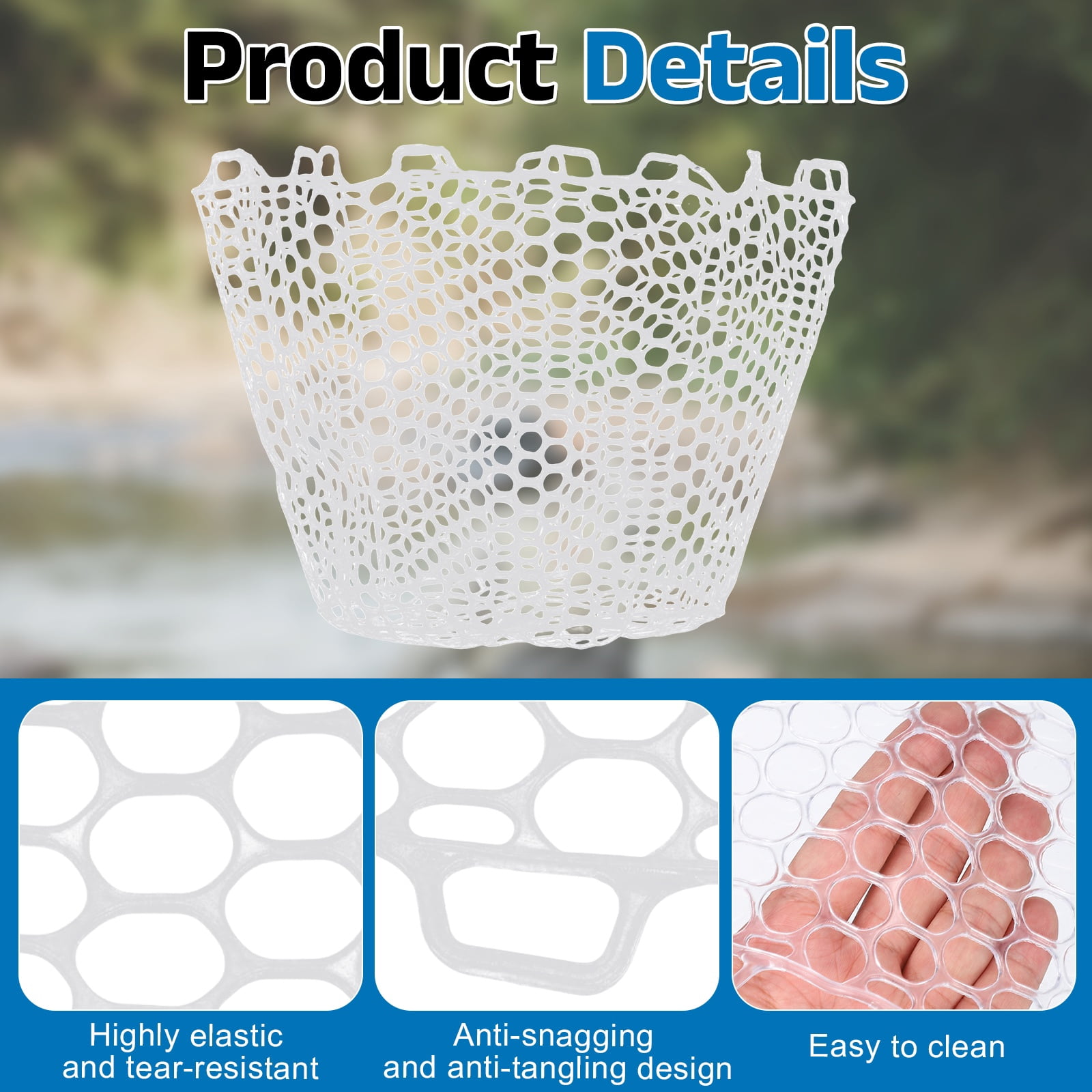 Uxcell Fishing Net Replacement, Foldable Fishing Replacement Netting Silicone Fly Ice Fish Net Landing without Handle Flexible 68x20" & White - For (Freshwater/Saltwater Fishing/Trout)