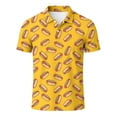 thumbnail image 2 of Polo Shirts for Men Short Sleeve Hot Dog Print Button Down Collared Top Summer Outings Golf Shirts Yellow XL, 2 of 4