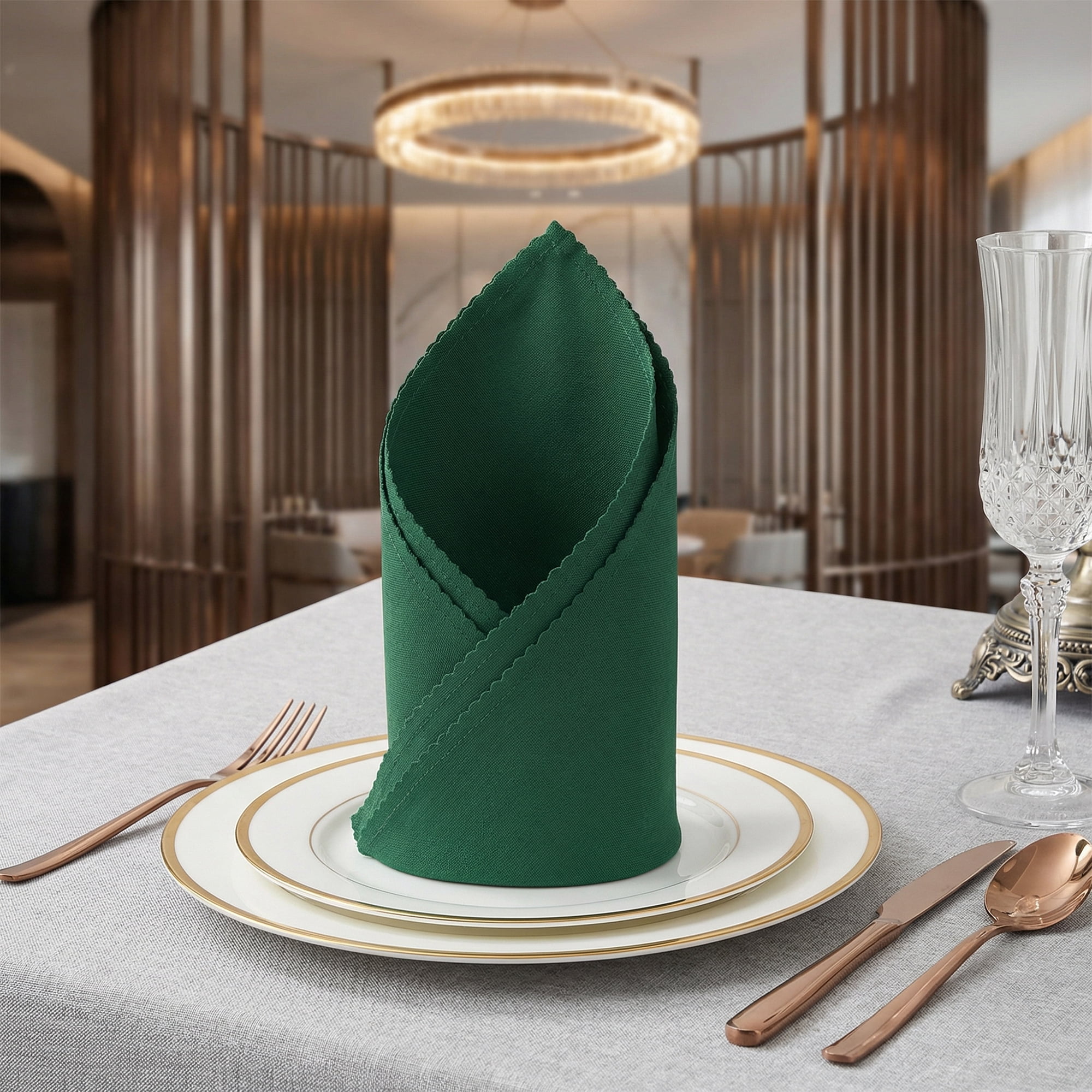 Unique Bargains 12Pcs Polyester Washable Cloth Napkins Dark Green 19x19inch