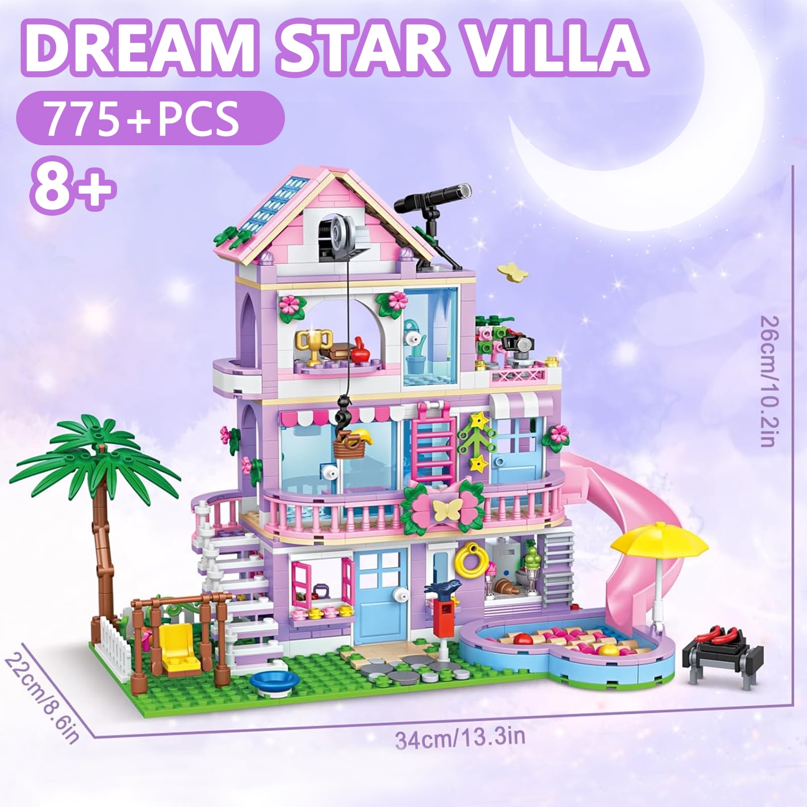Friends Seaside Beach Villa Building Toy for Girls, Educational Construction Set for Kids Age 8-12