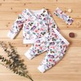 thumbnail image 2 of Odeerbi Baby Girls Clothes Toddler Outfit Autumn Winter Floral All Over Print 2024 Long Sleeved Crew Neck Pullover Trousers Suit Multicolor, 2 of 7