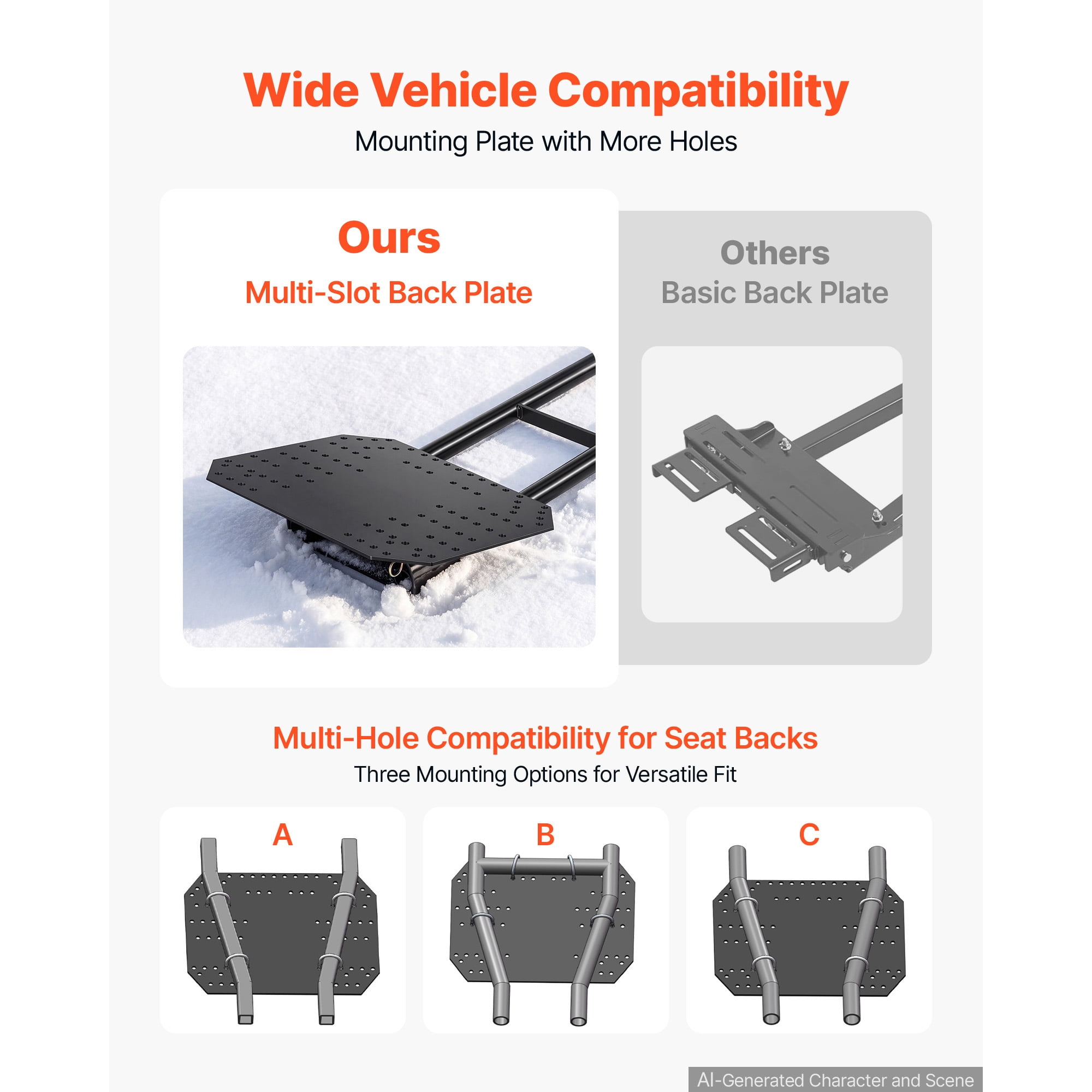 KFFKFF Adjustable Snow Plow Kit with 43-60 Inch Width for ATVs and UTVs, Features Height and Angle Adjustments, 3 Mounting Options, Durable Steel Blade for Effective Snow Removal