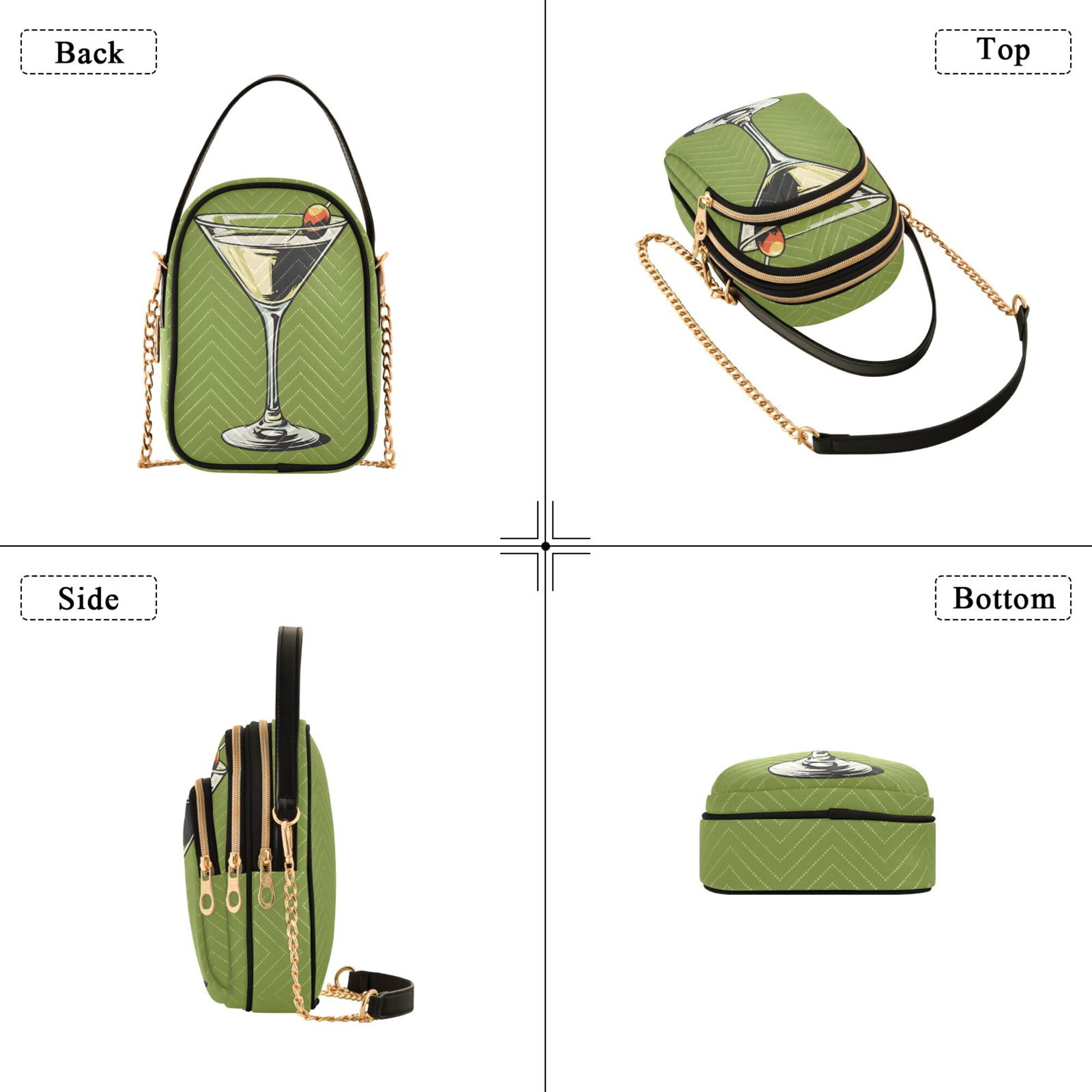 FORMRS Crossbody Bag for Women Quilted Travel Shoulder Cell Phone Purse with Chain Strap Handbag, Light Black Martini