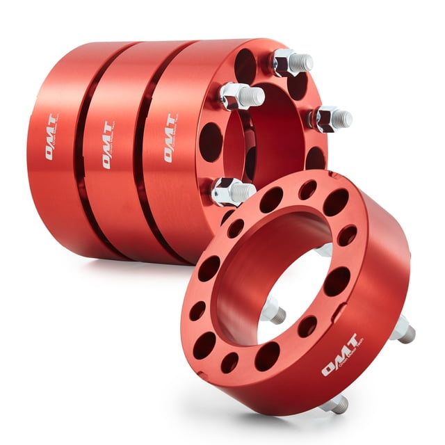Espaciadores de ruedas Orion Motor Tech de 6 x 5,5 cm con tachuelas, 4 unidades, color rojo