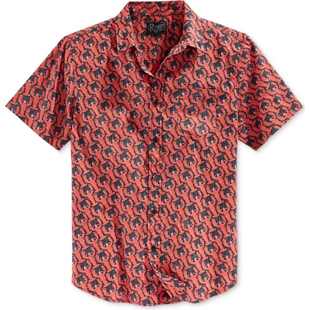Retrofit Lets Have Lobster Button Up Shirt para hombre, rojo, pequeño Retrofit Botones al frente