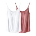 thumbnail image 2 of Women Tank Tops Summmer Sleeveless Tops Shirt Women's Summer Fashion Solid Color Inner Layup With Chest Cushion And Suspender Round Neck Top Beach Vacation Clothes for Women L-3XL, 2 of 4