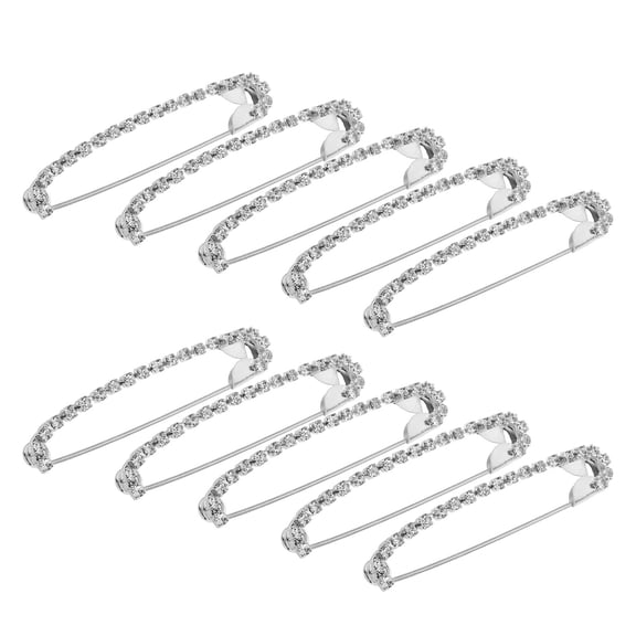 LOLIPPYY 10Pcs Large Rhinestone Safety Pins Fashion Brooch Pins U-Shaped Clothing Clips for Shawls