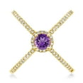 thumbnail image 2 of Gem Stone King 1.29 Ct Round Purple Amethyst 18K Yellow Gold Plated Silver Criss Cross X Ring (Size 7), 2 of 5