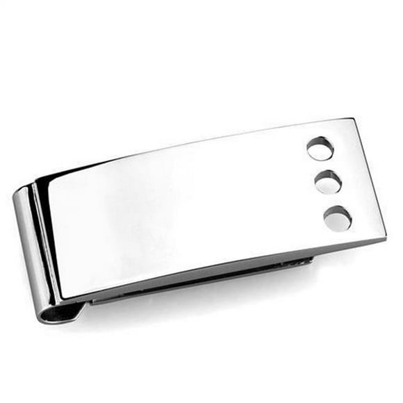 Men High Polished Stainless Steel Money Clip with No Stone in No Stone