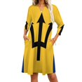 thumbnail image 4 of Robe Évasée Barbados Col Carré Robe Élégante Mode Féminine Imprimée Barbados Drapeau Barbados Drapeau de Barbados Barbados, 4 of 5