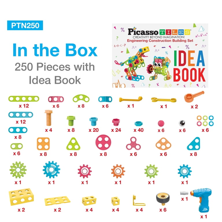 PicassoTiles 250-Piece STEM Building Block Engineering Kit photo 2