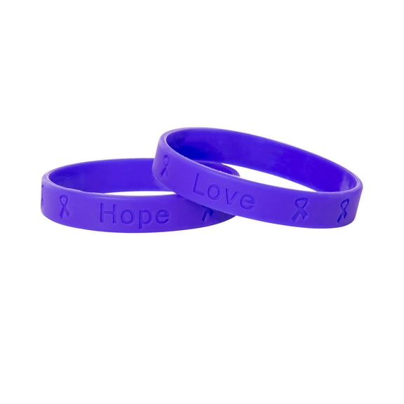 Bulk Hodgkin's Disease Awareness Violet Silicone Bracelets (25 Bracelets)