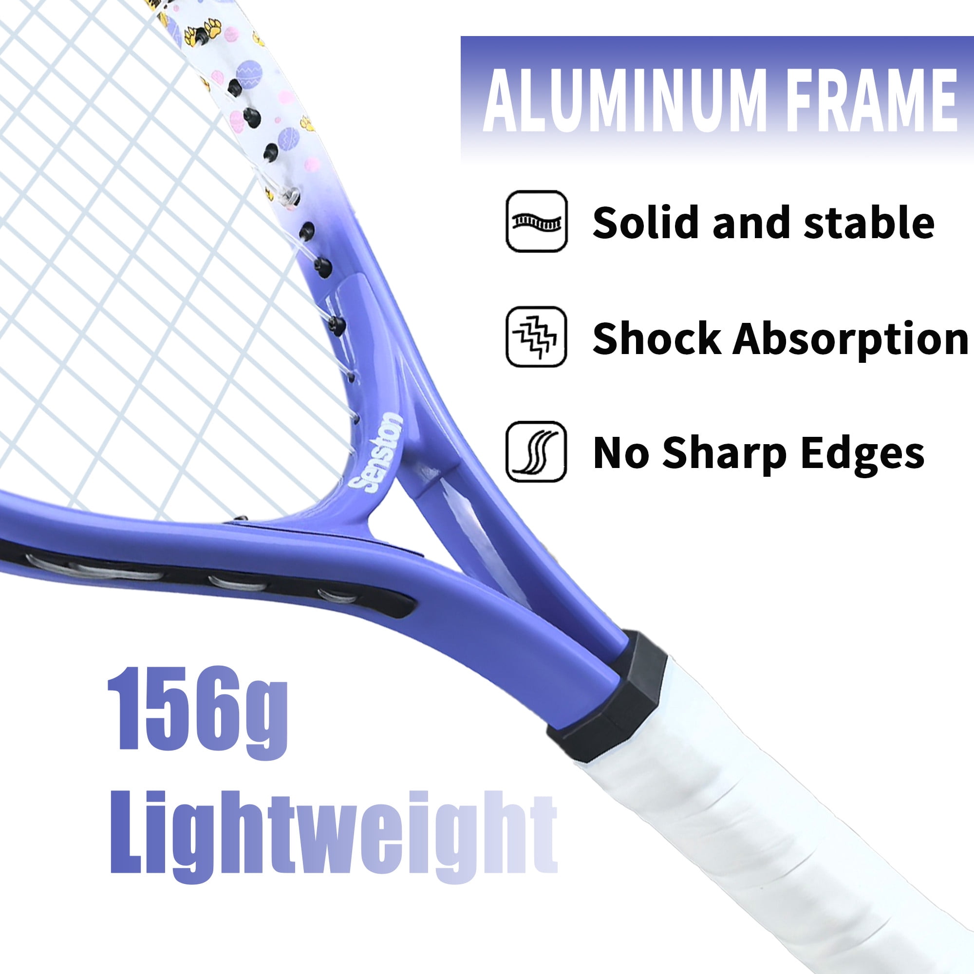 Senston Kids Tennis Racket Set (17 & 23 Inch) - 1 Pack Junior Tennis Racquet, Lightweight Aluminum Frame, Includes Cover