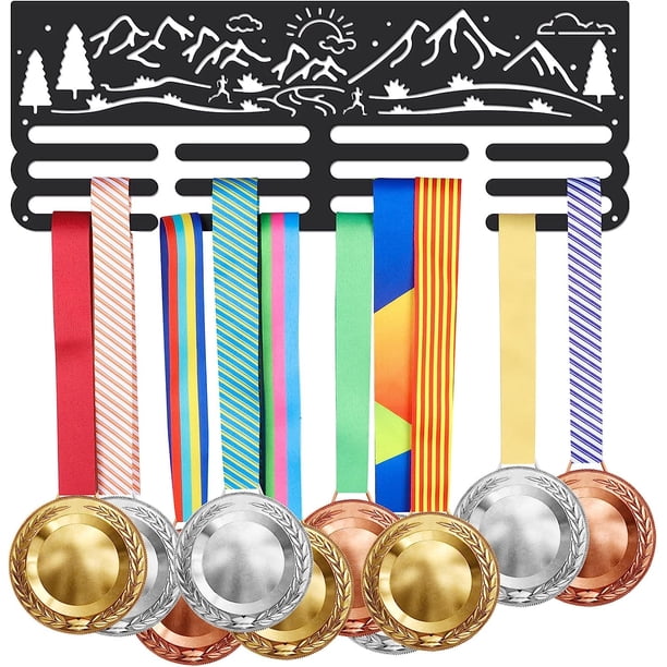 Soporte para medallas deportivas, colgador personalizado de metal negro, ganchos para colgar en la pared, regalo para atletas.