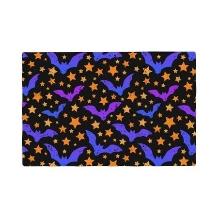 

Table Placemats Set of 6 - halloween bat star 12x18 In Faux Linen Double Heat Resistant Place Mats Cloth Indoor/Outdoor Placemats Washable Table Mats for Dining Kitchen Party