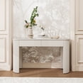 thumbnail image 3 of HIUU White Fluted Console Table with Drawers for Entryway,Modern Entryway Table with Storage,Long Sofa Tables,Tall Hallway Tables,Oval Top and 2 Drawers(Champagne White), 3 of 10
