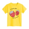 thumbnail image 4 of YDFCWXW Girl's Love You Berry Much Cute Strawberry Graphic Casual Crew Neck T-Shirt (Yellow, 13-14 Years), 4 of 4