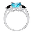 thumbnail image 3 of Mauli Jewels Rings for Women 2.2 Carat Cushion Shape Blue-topaz And Black Diamond Gemstone Ring Prong-Setting 10K White Gold, 3 of 6
