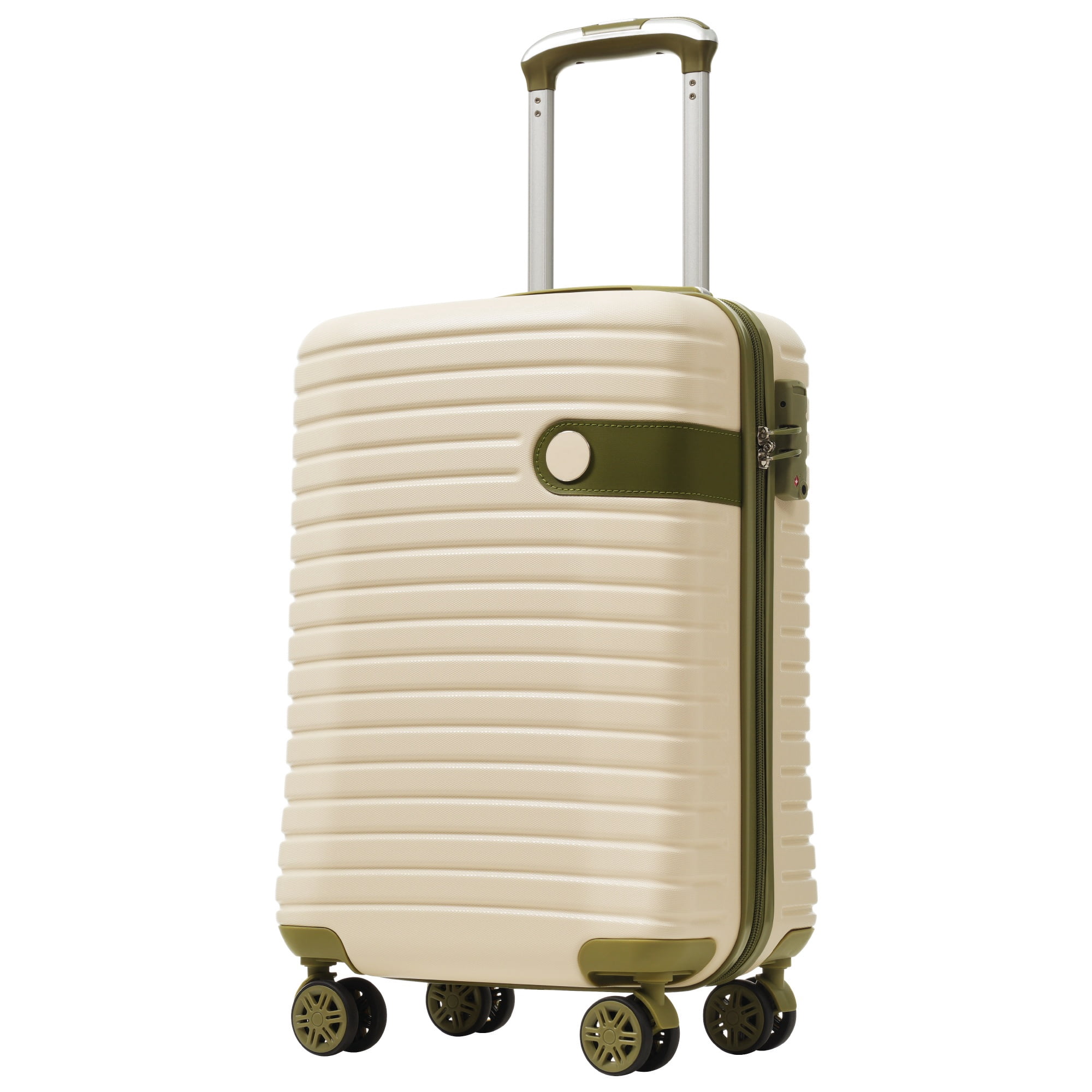 PAPROOS Luggage Sets, 3 Piece Carry on Luggage with Spinner Wheels and Bags, Lightweight Hardshell Suitcase Set with TAS Lock, ABS 20 inch Luggage for Travel, White Green