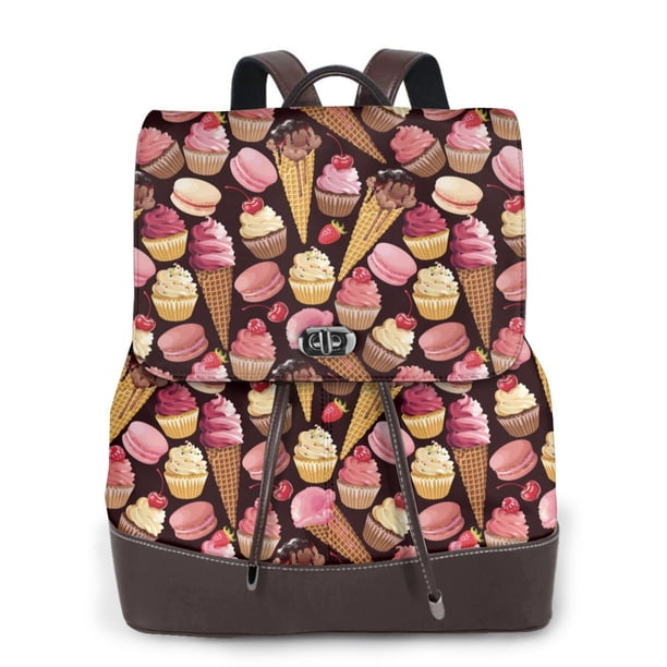 Easygdp Ice Cream Cake Mochila de Cuero para Mujeres, Bolso de Hombro, Bolsos de Mano de Moda para Trabajo y Viajes