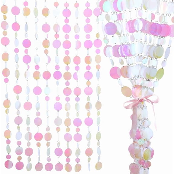20Pcs Sequin Beaded Curtain Red Iridescent Doorway Beads Curtain PET Sequin Bead Doorway Hanging Iridescent Party Decorations for Birthday Wedding Bedroom Closet Door Festivals Supplies Colorful