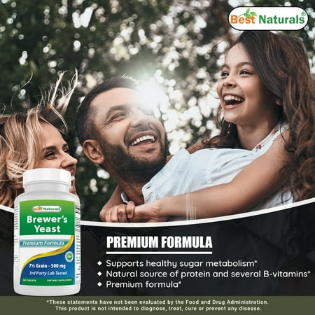 Best Naturals Brewers Yeast 7-1/2 Grains with vitamin B1, Vitamin B2 and Niacin,500 mg,240 Tablets