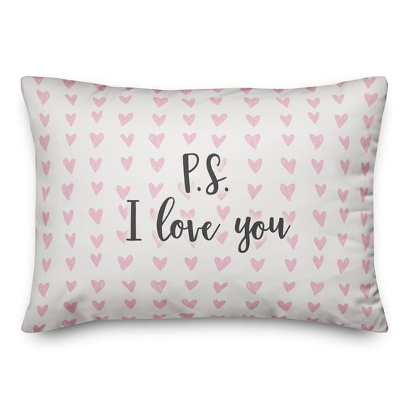 Creative Products P.S. I Love You in Pink Hearts Pattern 14x20 Spun Poly Pillow
