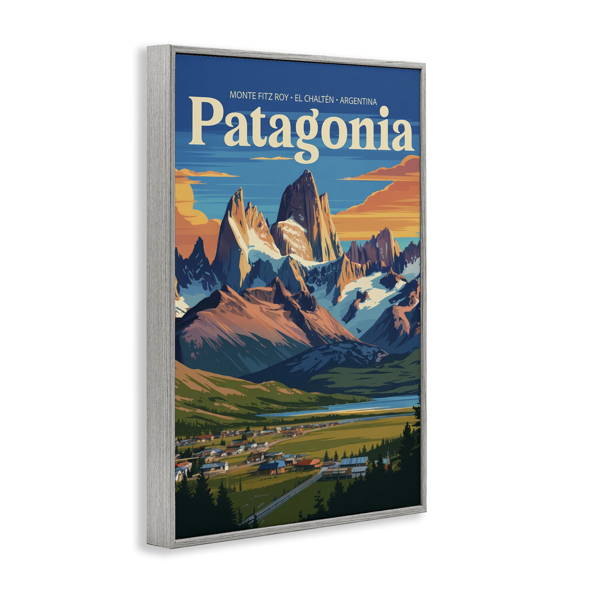 Stupell Industries Patagonia Valley Landscape Gray Framed Giclee Art, design by Andreas Magnusson